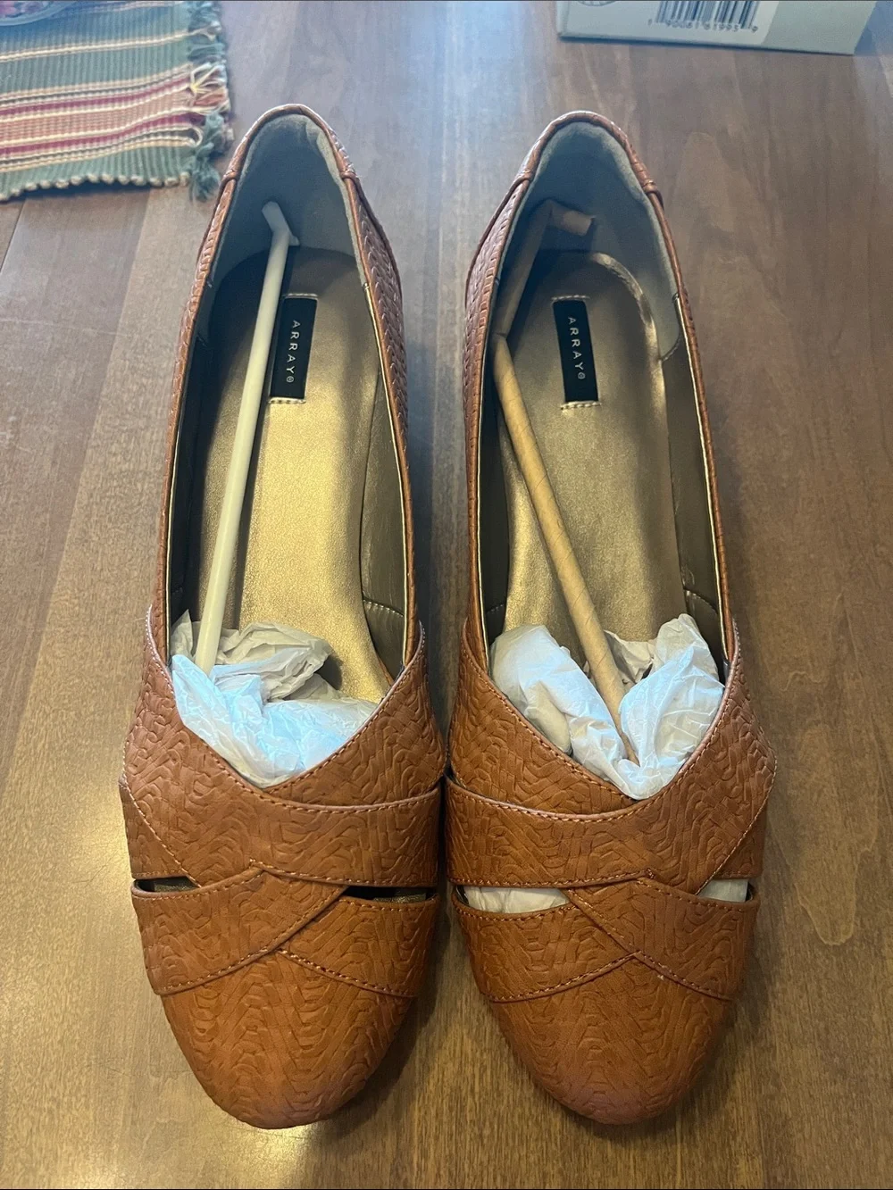 Array Tan Woven Leather Wedge Sandals